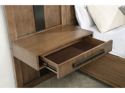 Moraga - Queen Wall Panel Storage Bed With Integrated Nightstands - Ash Brown