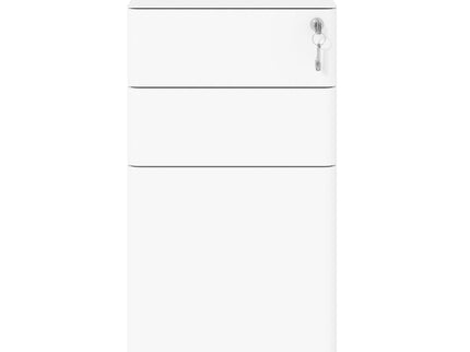 3-Drawer Mobile File Cabinet With Lock, On Wheels, Two Shallow & One Deep Drawer For Office/Home, Fully Assembled - White