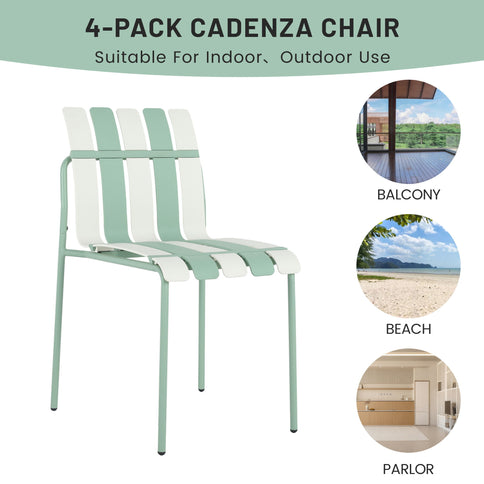 Single Chairs With Color Blocking Design (Set of 4) - Haze Green / White