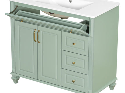 Modern Bathroom Vanity With Sink, 3 Drawers & 2 Doors