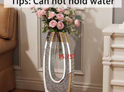 U - Shaped Floor Vase With Shattered Diamond Mirror Surface