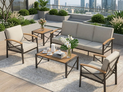 Square Outdoor Patio End Table - Black