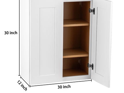 Shaker Wall Cabinet With Soft Close Hinges, Adjustable Shelves, Double Door