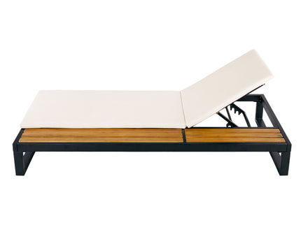 Chaise Lounge Set, 5 Position Adjustable, Flat Side Surface Storage