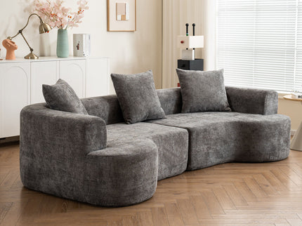 Modern Style Ultra Smooth Curved Sofa With 3 Pillows