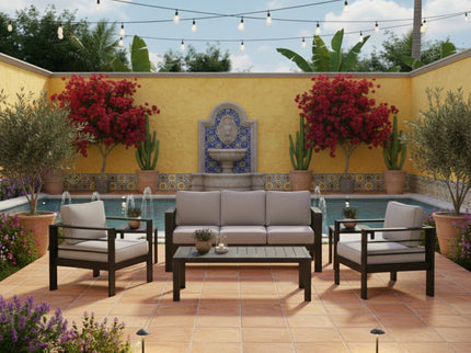 Outdoor Patio Set, All-Weather With Thick Cushions