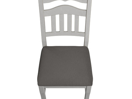 7 Piece Counter Height Dining Set With Storage Base And Ladder Back Chairs - Antique White / Gray