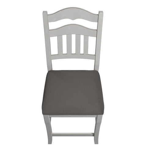 7 Piece Counter Height Dining Set With Storage Base And Ladder Back Chairs - Antique White / Gray