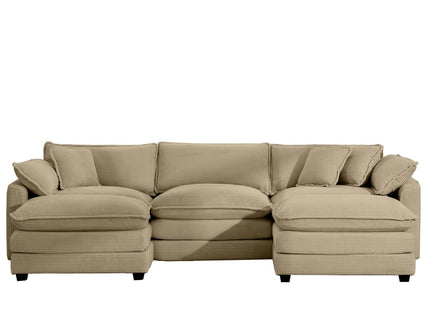 Oversized Modular Cushion Sofa With Ottoman, Low Back, Deep Seating Sofa Set