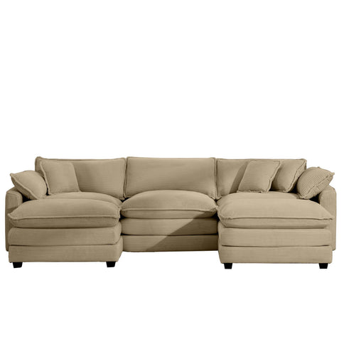 Oversized Modular Cushion Sofa With Ottoman, Low Back, Deep Seating Sofa Set