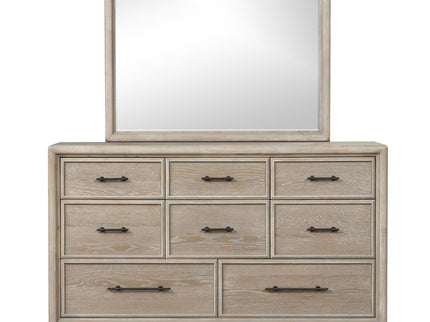 8 Drawers Dresser With Mirror, Bedroom Furniture - Oak