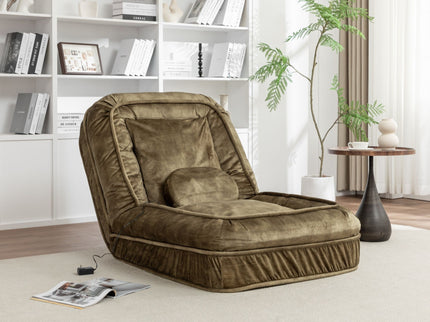 Upholstered Human Dog Bed And Pets, Bean Bag Floor Sofa With Massage Pillow, 5 Adjustable Positions & 2 Soft Pillows