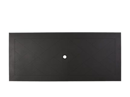 Modern Outdoor Dining Table With X Shaped Legs, Umbrella Hole