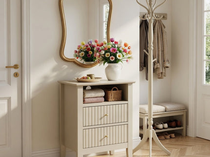 Fluted Nightstand With 2 Drawers