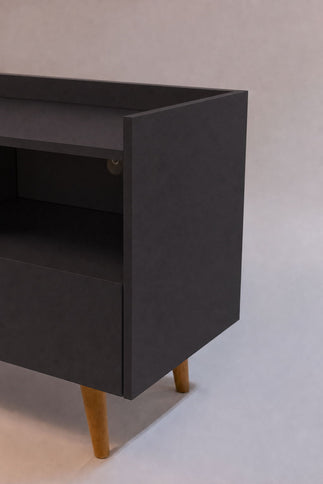 TV Stand For TVs Up To 45" With Open Storage Shelf, Cable Management, 1 Door And 1 Drawer
