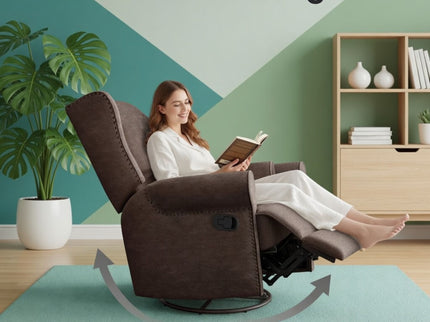 Extra Wide Swivel Recliner Glider Chair With Footrest - Brown