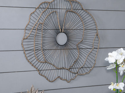 Metal Flowers Wall Decor, Transitional Wall Floral Sculpture For Foyer Porch Hallway Entrance (Set of 3) - Gold