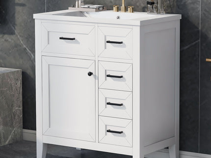 Modern Bathroom Vanity With Sink Combo, 3 Drawers, Undermount Drop-In Sink