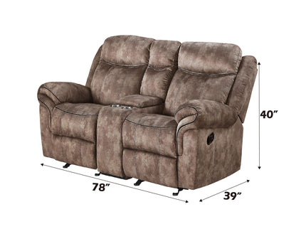 Zubaida - Two Tone Recliner Loveseat With USB Port Console