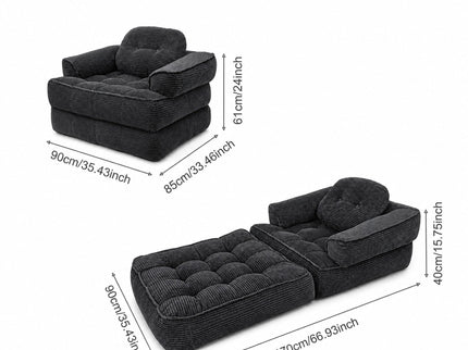 Convertible 2 In 1 Armrest Sofa For Bedroom
