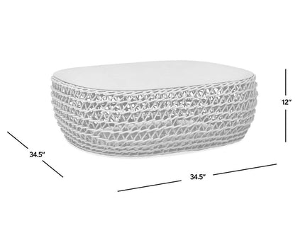 Willow - Oval Woven Patio Coffee Table, Wicker Frame