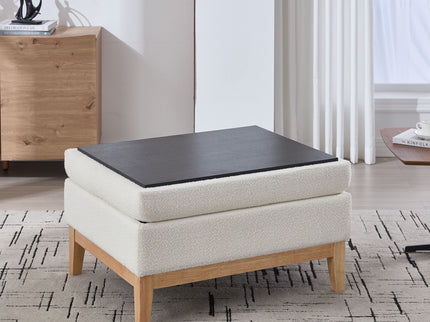 Upholstered Storage Ottoman With Reversible Lid Coffee Table, Foot Stool