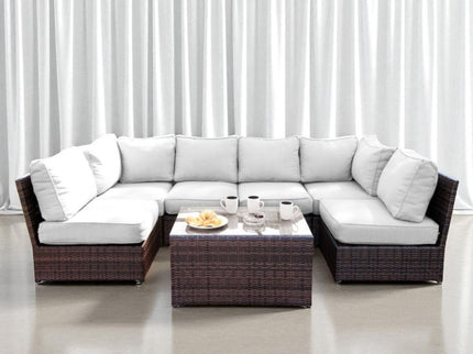 Comfortable Modern Patio Rattan Sectional Set With Cushions