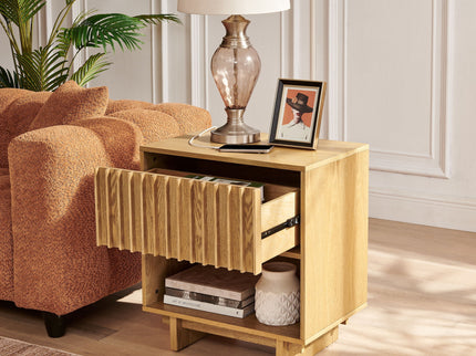 Nightstand With Hidden Charging Station USB Ports & Outlet Hole