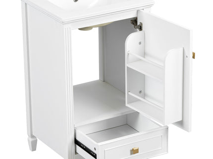 Freestanding Bathroom Vanity With Sink, Soft Closing Door, Drawer Storage - White