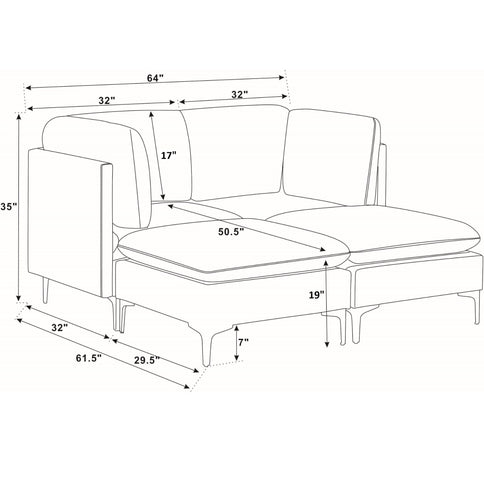 Upholstered Modular Sectional & Tall Legs