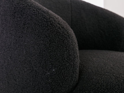 Teddy Fabric Swivel Accent Armchair Barrel Chair With Powder Coating Metal Ring