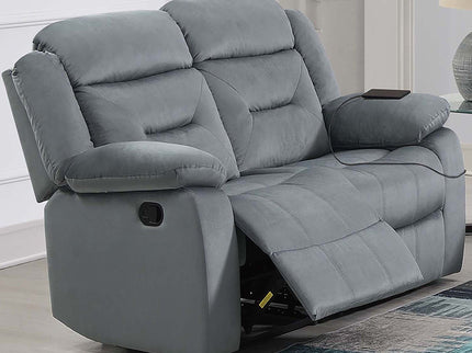 Modern Loveseat With Pillow Arms, Plush Backrest, Horizontal Tufting, USB Port