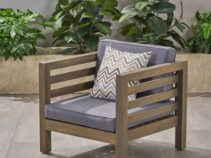 Outdoor Acacia Wood Patio Chair With Fabric Cushion