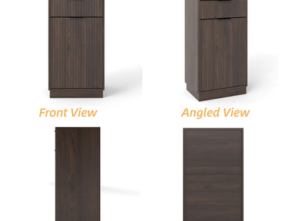 Tilt Out Trash Can Cabinet With Wave Textured Drawer & Pull Out Bin