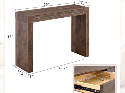 Console Table With Double Drawers - Walnut