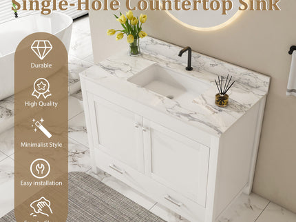 43" Bathroom Vanity, Multi Functional Cabinet - White