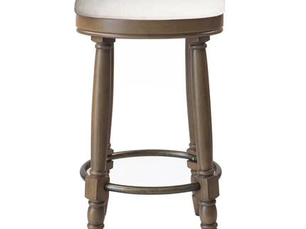 360° Swivel Wooden Barstools With Upholstered Seat, Counter Height (Set of 2)