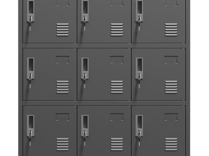9 Door Employee Storage Locker With Card Slot, Lockers For Office, Gym, School, And Home - Black