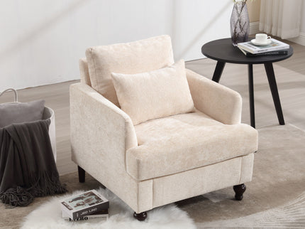 Modern Mid Century Wood Frame Armchair With Tufted Design