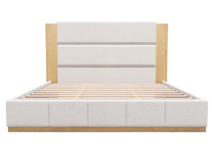 Modern Upholstered Platform Bed With Extended Headboard