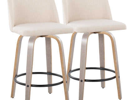 Toriano - Contemporary Fixed Height Counter Stool With Swivel & Round Footrest (Set of 2)