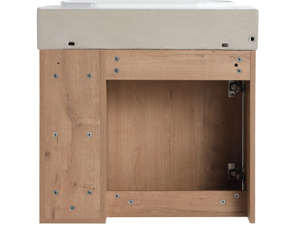 24" Wall Mounted Bathroom Vanity & Sink & Soft Close Door - Imitative Oak / White
