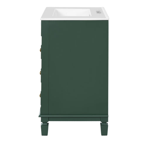 Bathroom Vanity With Sink, Compact Cabinet & 2 Drawers And Adjustable Shelf