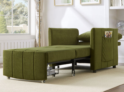Upholstered Convertible Sleeper Sofa With 5 Position Backrest, Side Pockets, Storage