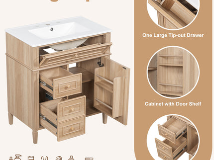 Bathroom Vanity With Sink, Flip Out Drawer, 2 Soft Close Drawers, 1 Soft Close Door - Wood