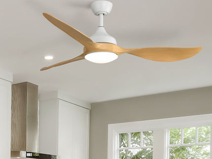 Modern Ceiling Fans Dimmable LED Light Quiet DC Reversible Motor For Indoor & Outdoor - White