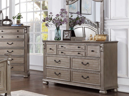 Dresser And Mirror - Antique Silver