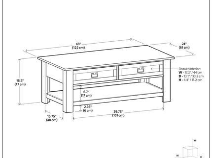 Monroe - Rectangular Coffee Table With Drawers - Brown