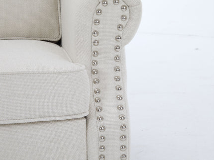 Rolled Arm Sofa With Nailhead Trim With Wooden Legs