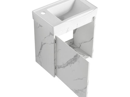 Modern Bathroom Vanity With Ceramic Basin, Wall Mounted Floating Sink Combo, Storage Cabinet